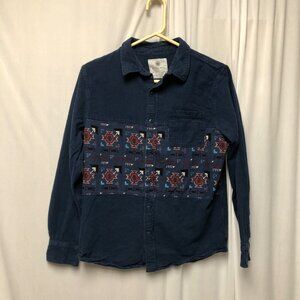 On The Byas Western Shirt Mens Size Medium Blue Southwestern Long Sleeve